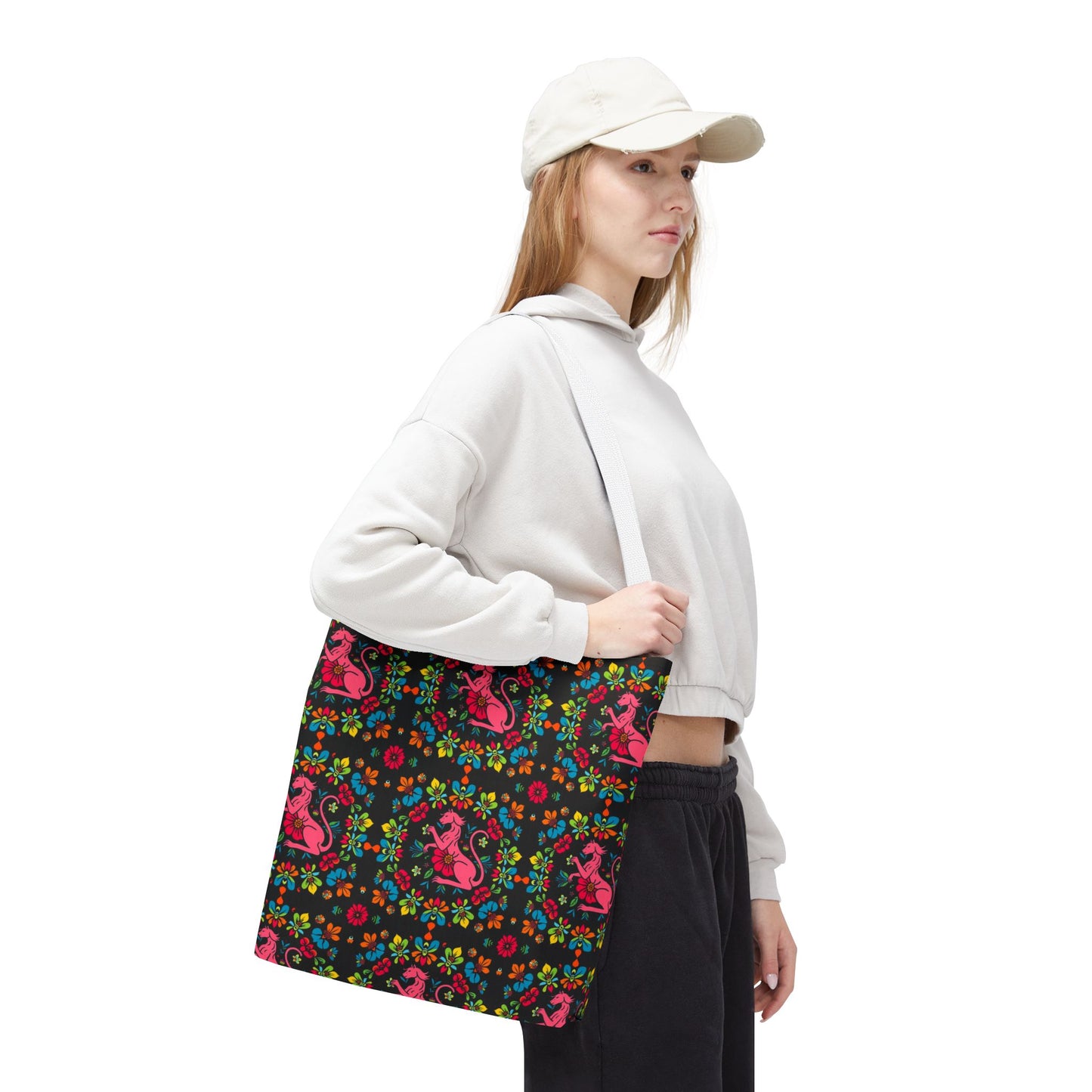 Tote Bag, (AOP), Virgo, Zodiac v6, Flower Pattern