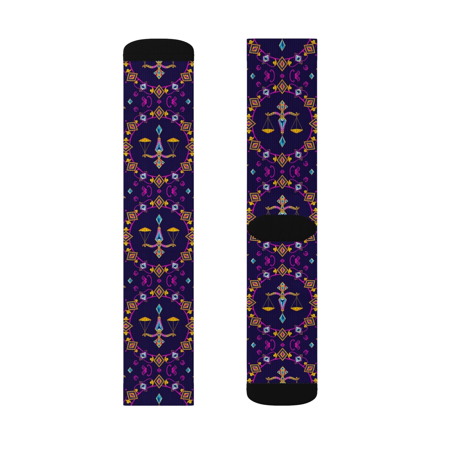 Sublimation Socks, Libra, Zodiac v4, Jewel Pattern