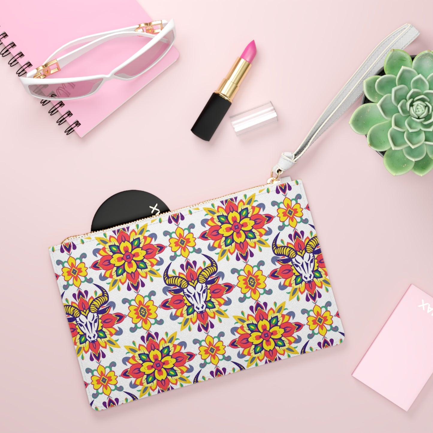 Clutch Bag, Taurus, Zodiac, Flower Pattern