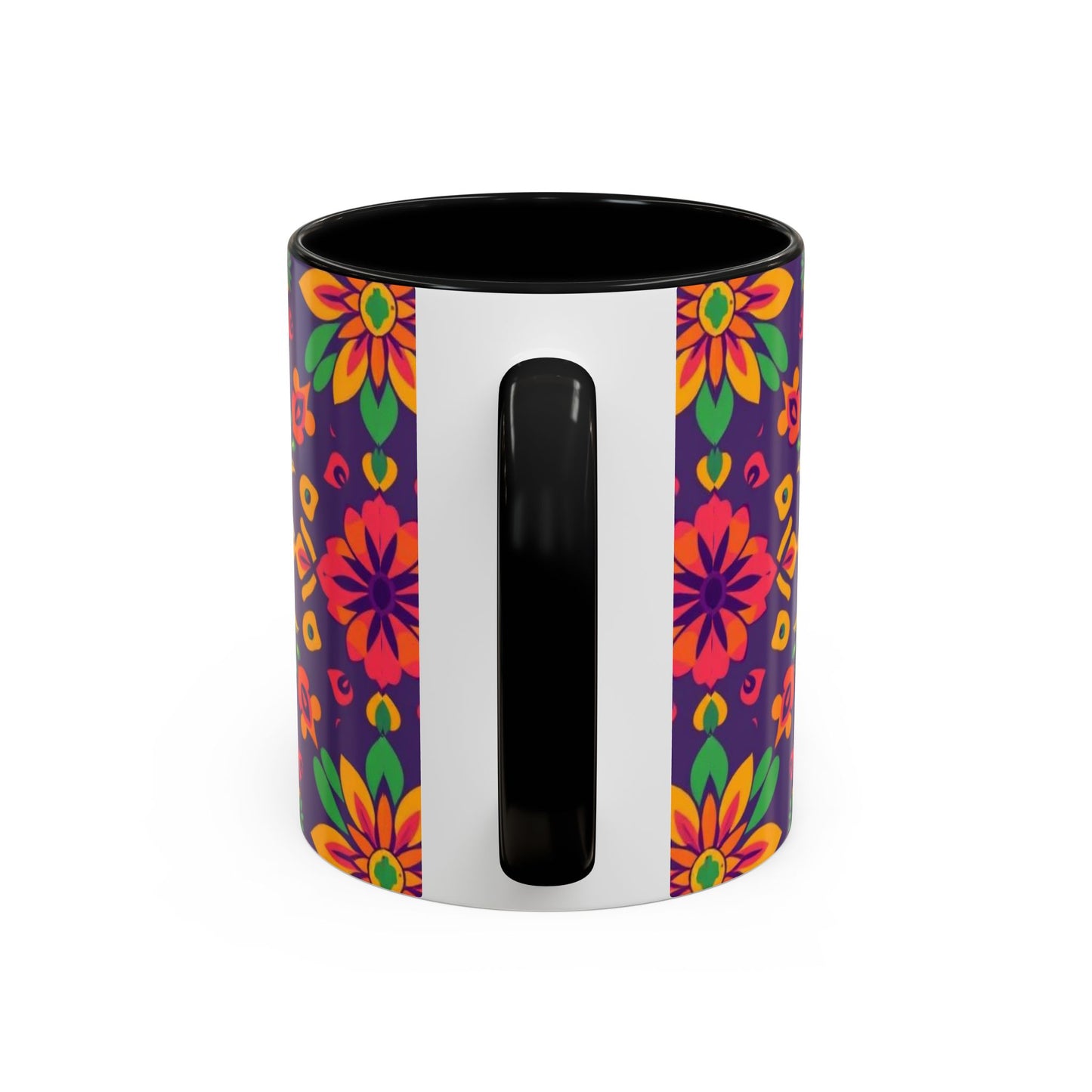 Accent Coffee Mug, Aquarius, Zodiac v2, Flower Pattern, (11, 15oz)