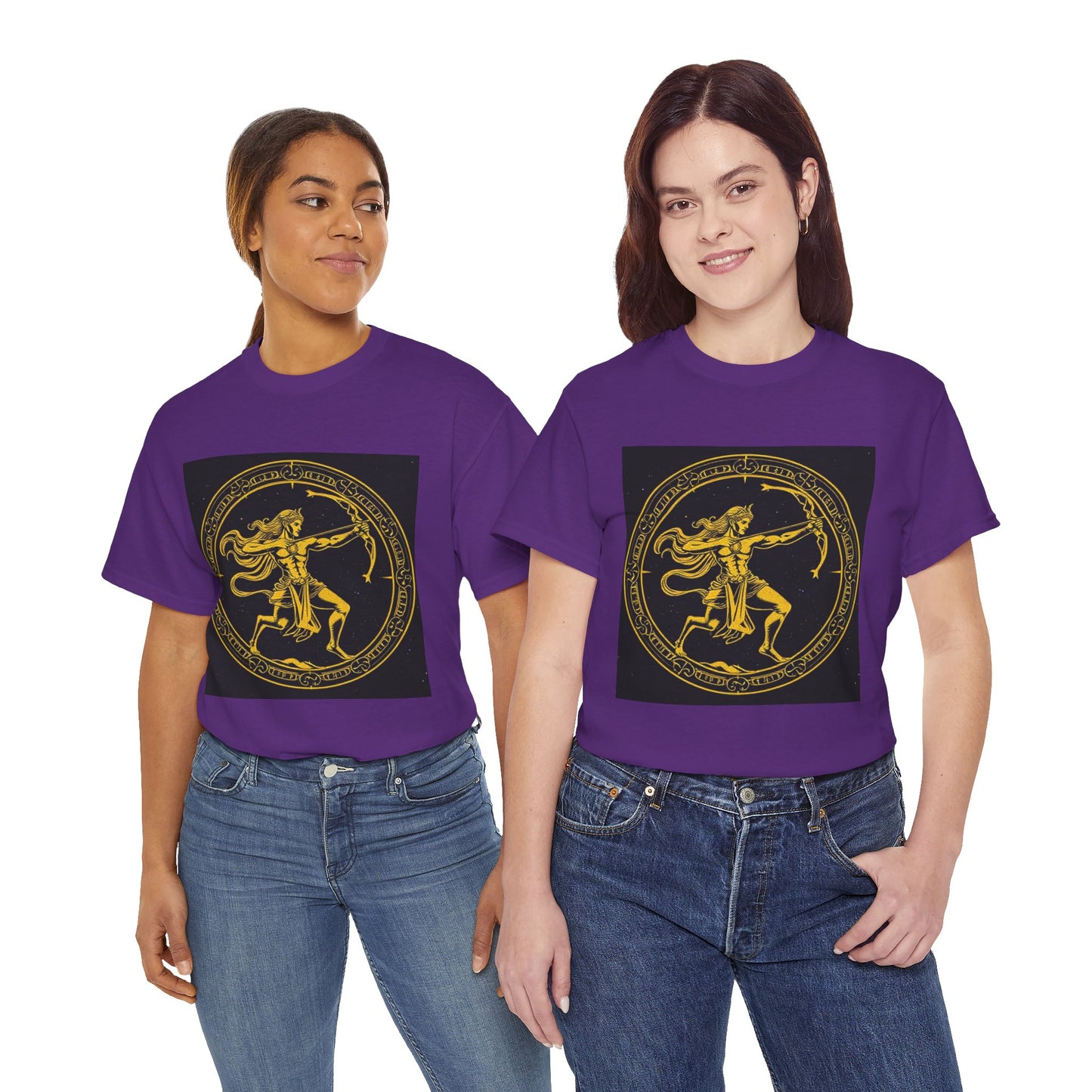 Unisex Heavy Cotton T-Shirt, Mythical Faun/Satyr, Sagittarius Zodiac Design