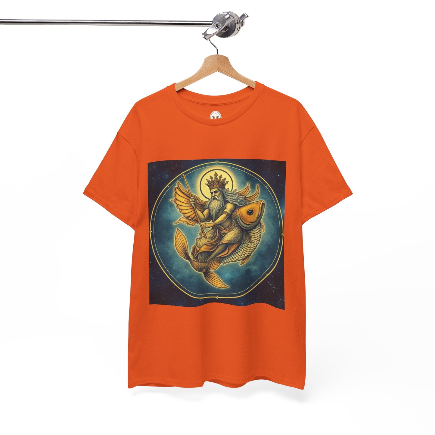 Unisex Heavy Cotton T-Shirt, Pisces King v1, Zodiac Design