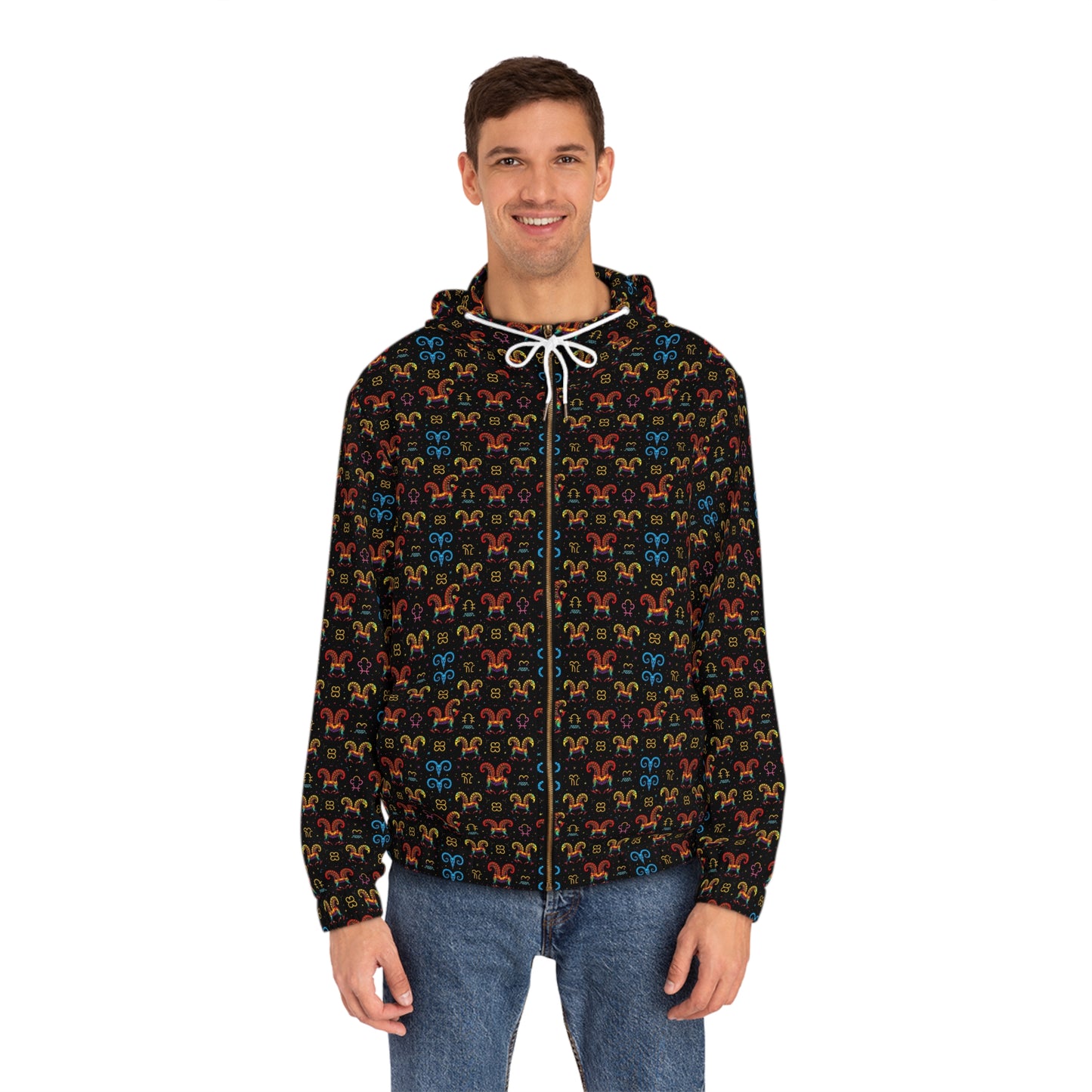 Full-Zip Hoodie (AOP), Aries, Zodiac v1, Pattern