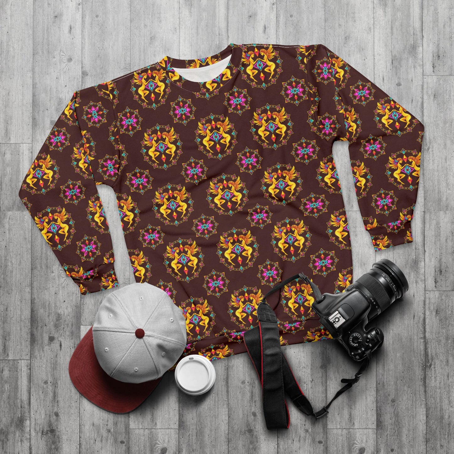 Unisex Sweatshirt (AOP), Gemini, Zodiac v1, Jewel Pattern