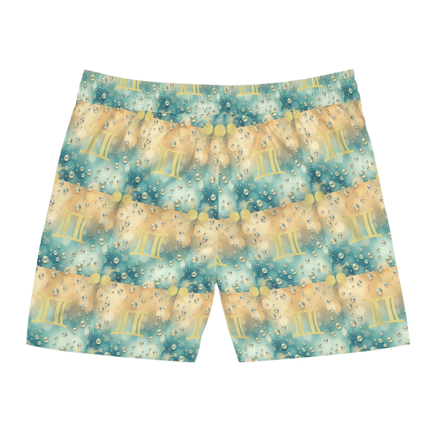 Men's Mid-Length Swim Shorts, (AOP), Gemini, Zodiac v4, Bubble Pattern
