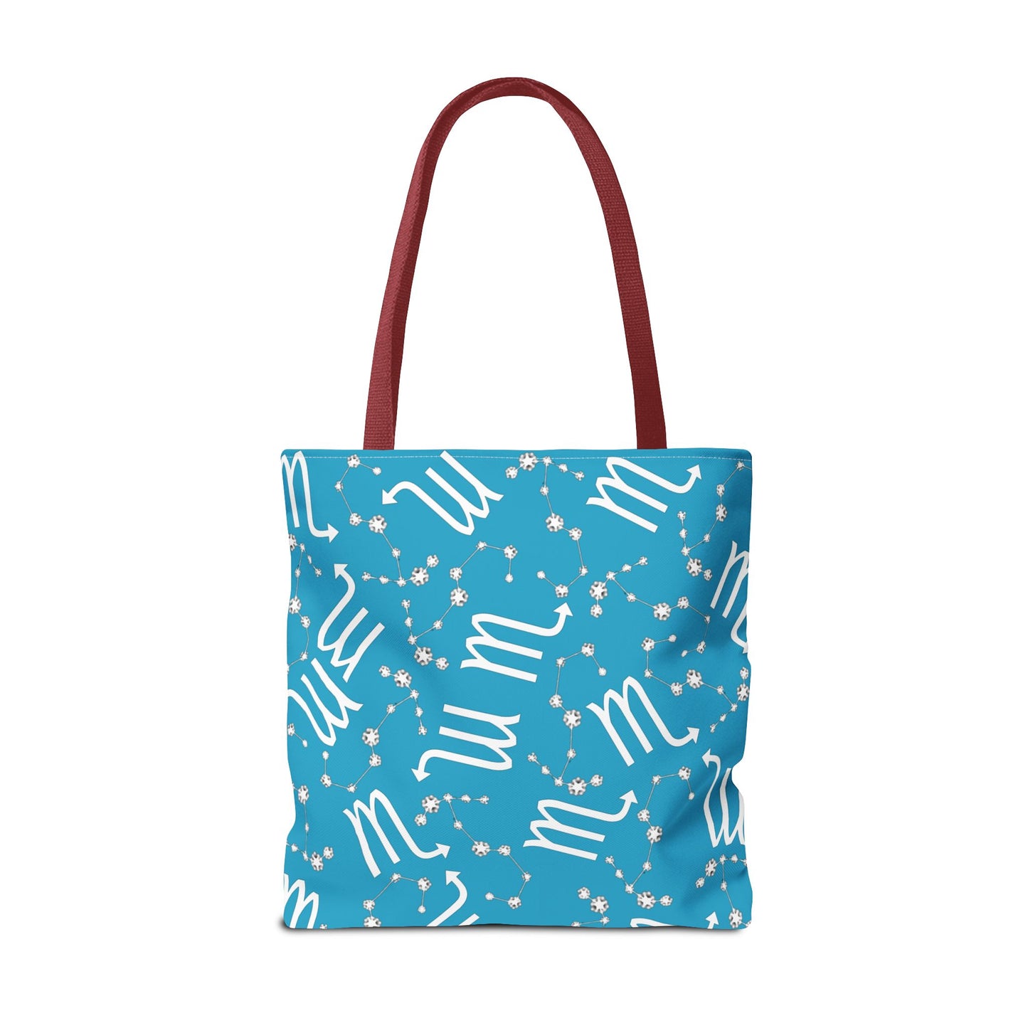 Tote Bag, Scorpio Zodiac Sign, AOP, (Turquoise, White)