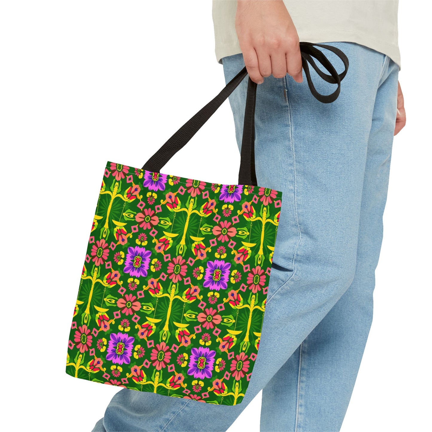 Tote Bag (AOP), Libra, Zodiac, Flower Pattern
