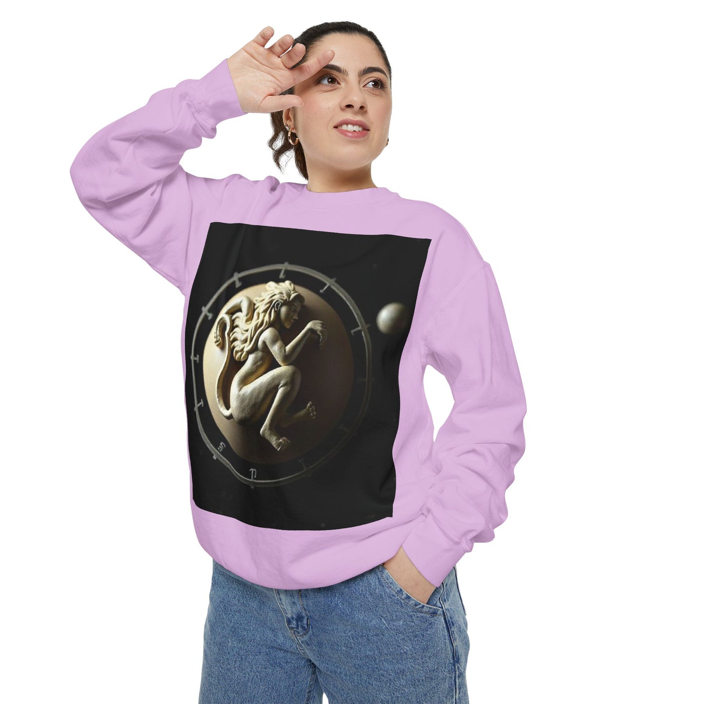 Garment-Dyed Sweatshirt, Unisex, Space Symbol Design, Virgo