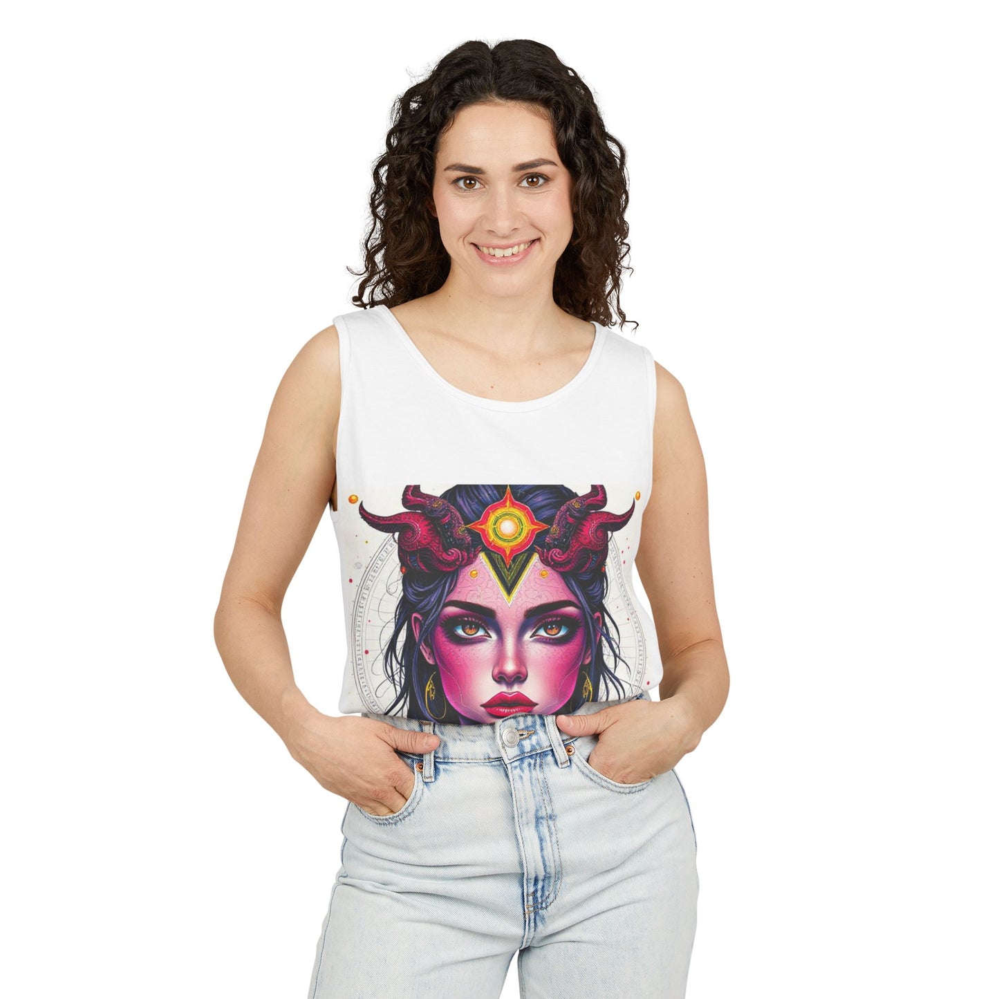 Unisex Garment-Dyed, Tank Top, Virgo Design, Pop Art, 100% US cotton
