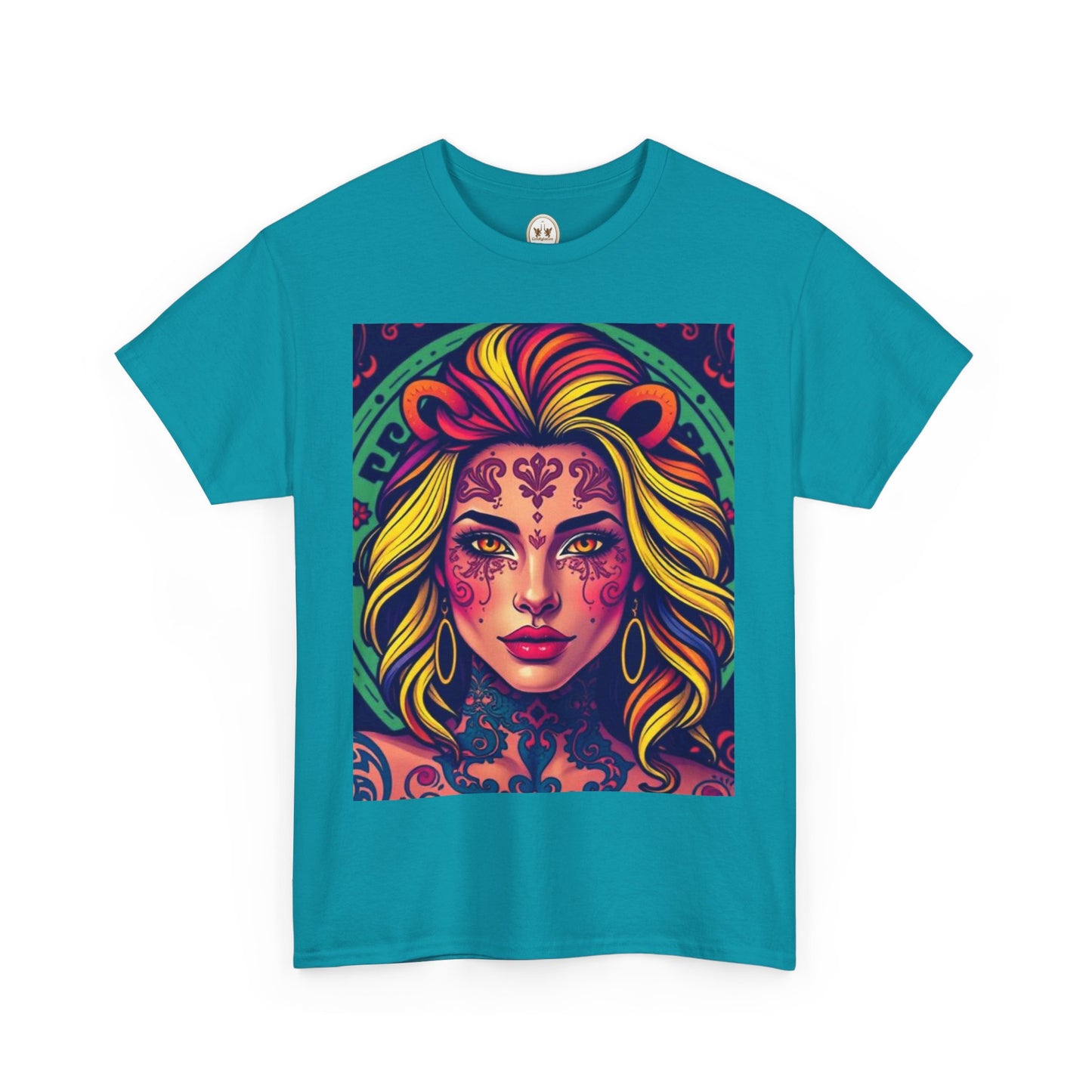 Unisex Heavy Cotton T-Shirt, Leo, Zodiac v1, Sexy Art