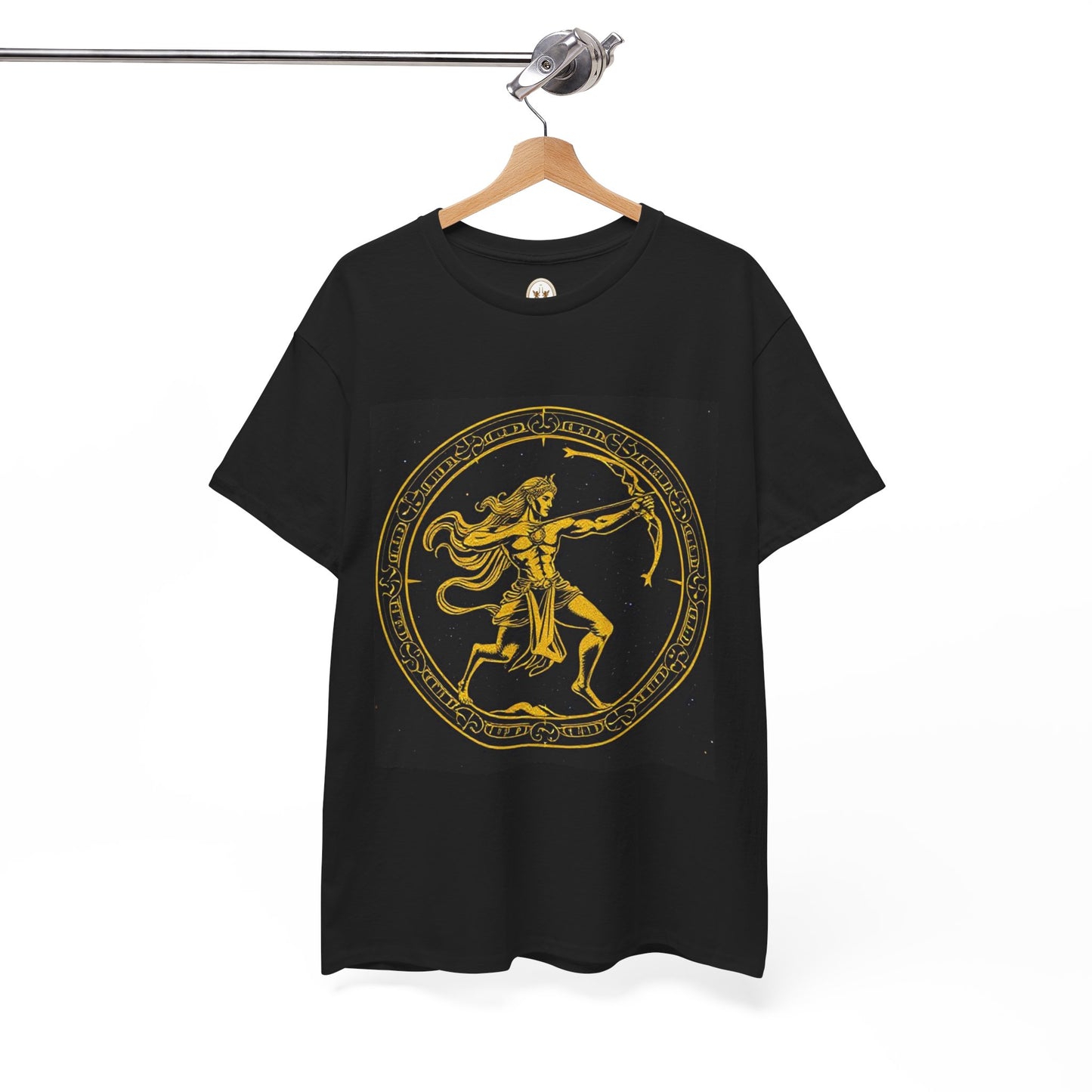 Unisex Heavy Cotton T-Shirt, Mythical Faun/Satyr v1, Sagittarius Zodiac Design