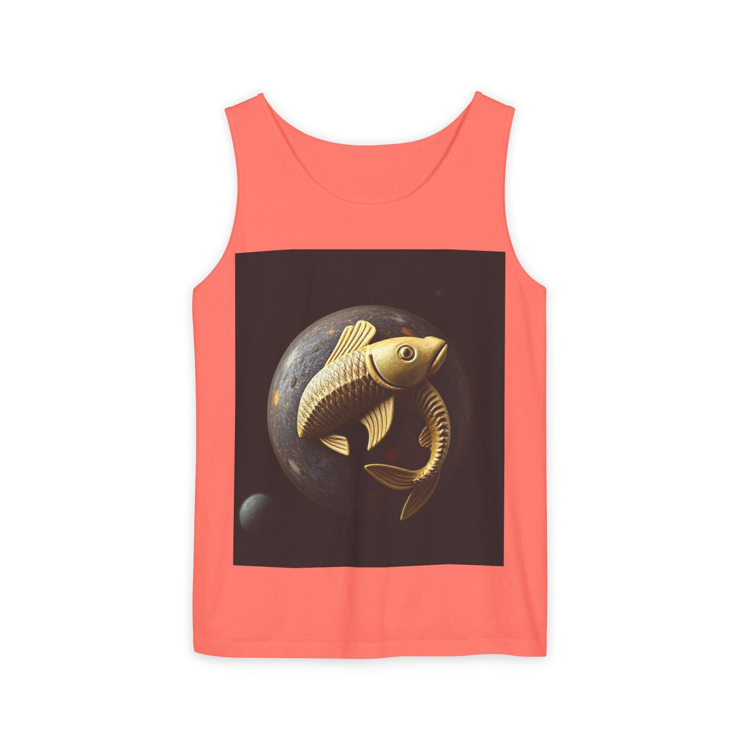 Unisex Garment-Dyed, Tank Top, Pisces Design, Space Animal v1, 100% US cotton