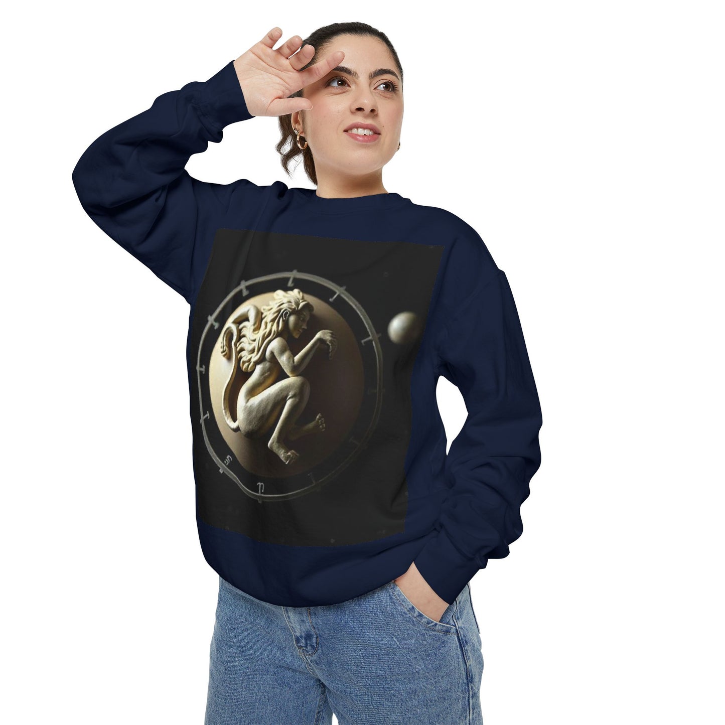 Garment-Dyed Sweatshirt, Unisex, Space Symbol Design, Virgo
