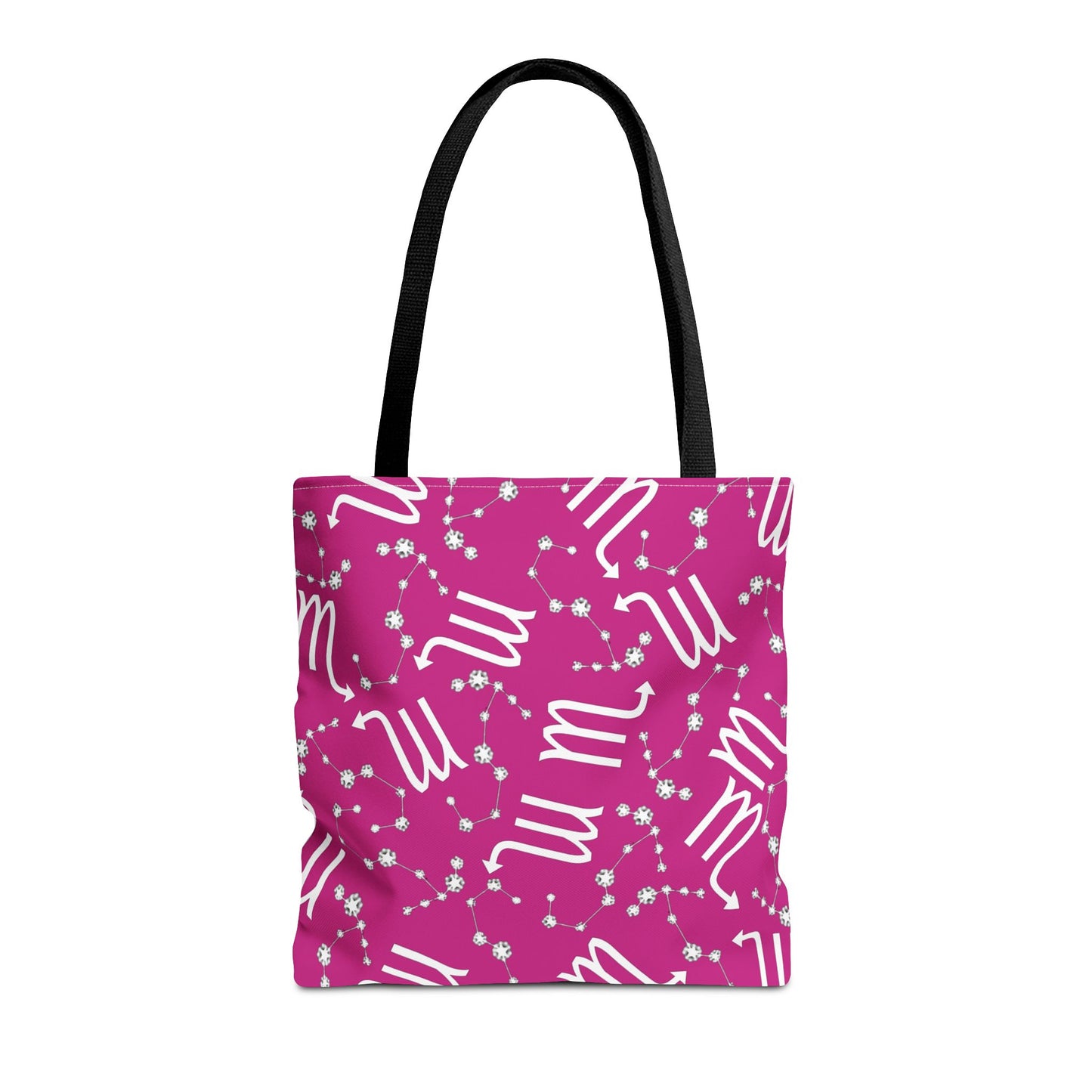 Tote Bag, Scorpio Zodiac Sign, AOP, (Pink, White)
