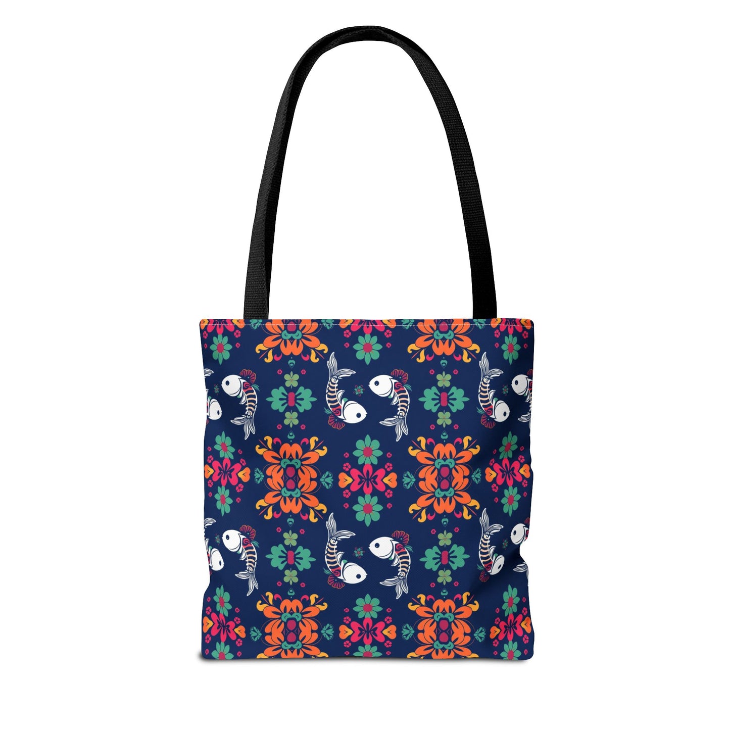 Tote Bag (AOP), Pisces, Zodiac, Flower Pattern