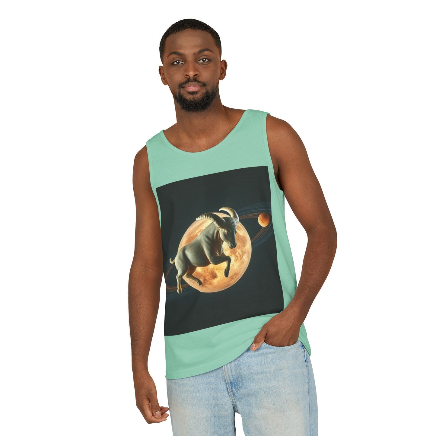 Unisex Garment-Dyed, Tank Top, Taurus Design, Planet Animal, 100% US cotton