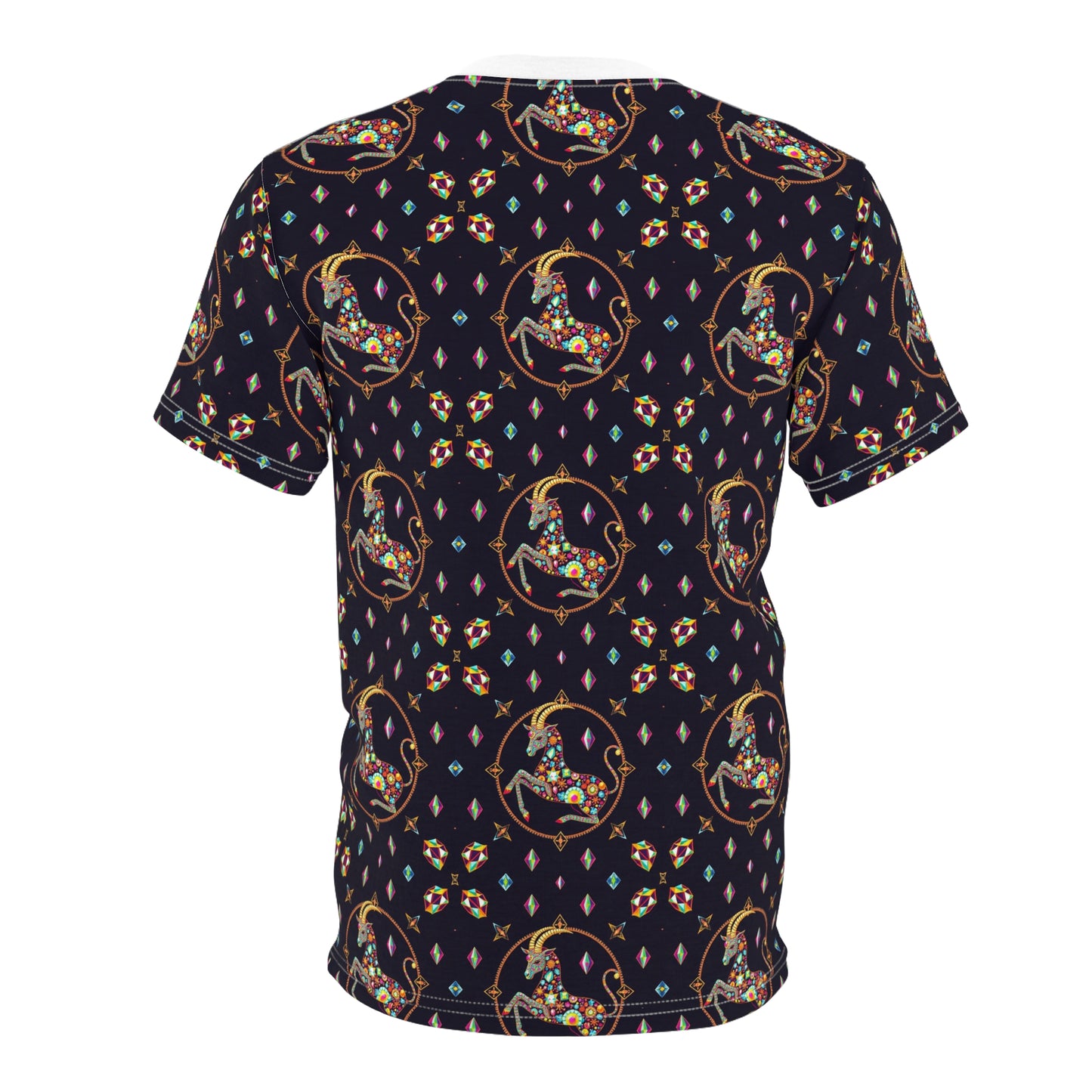 Unisex Cut & Sew T-Shirt, (AOP), Capricorn, Zodiac, Jewels Pattern