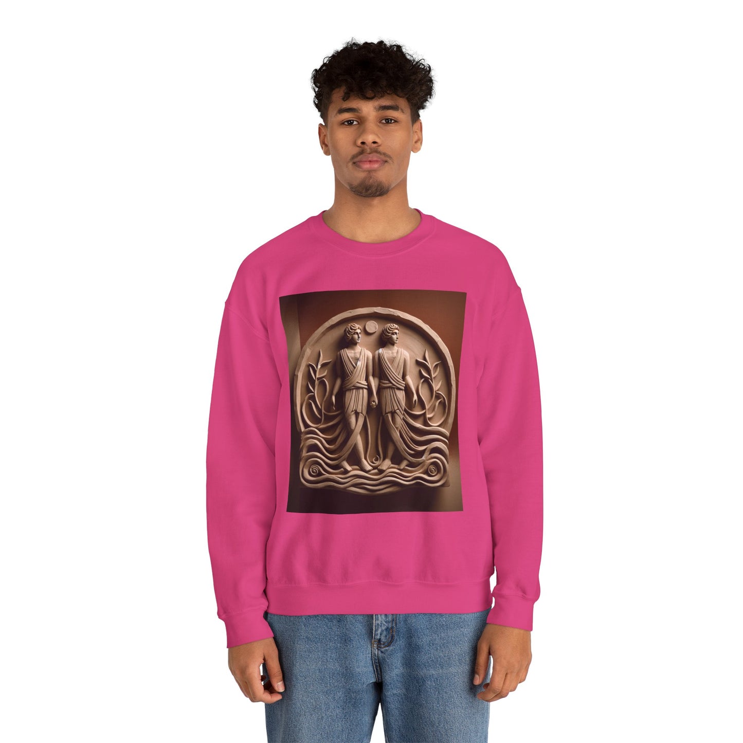 Unisex Heavy Blend™ Crewneck Sweatshirt, Stone Twins, Gemini Zodiac Design