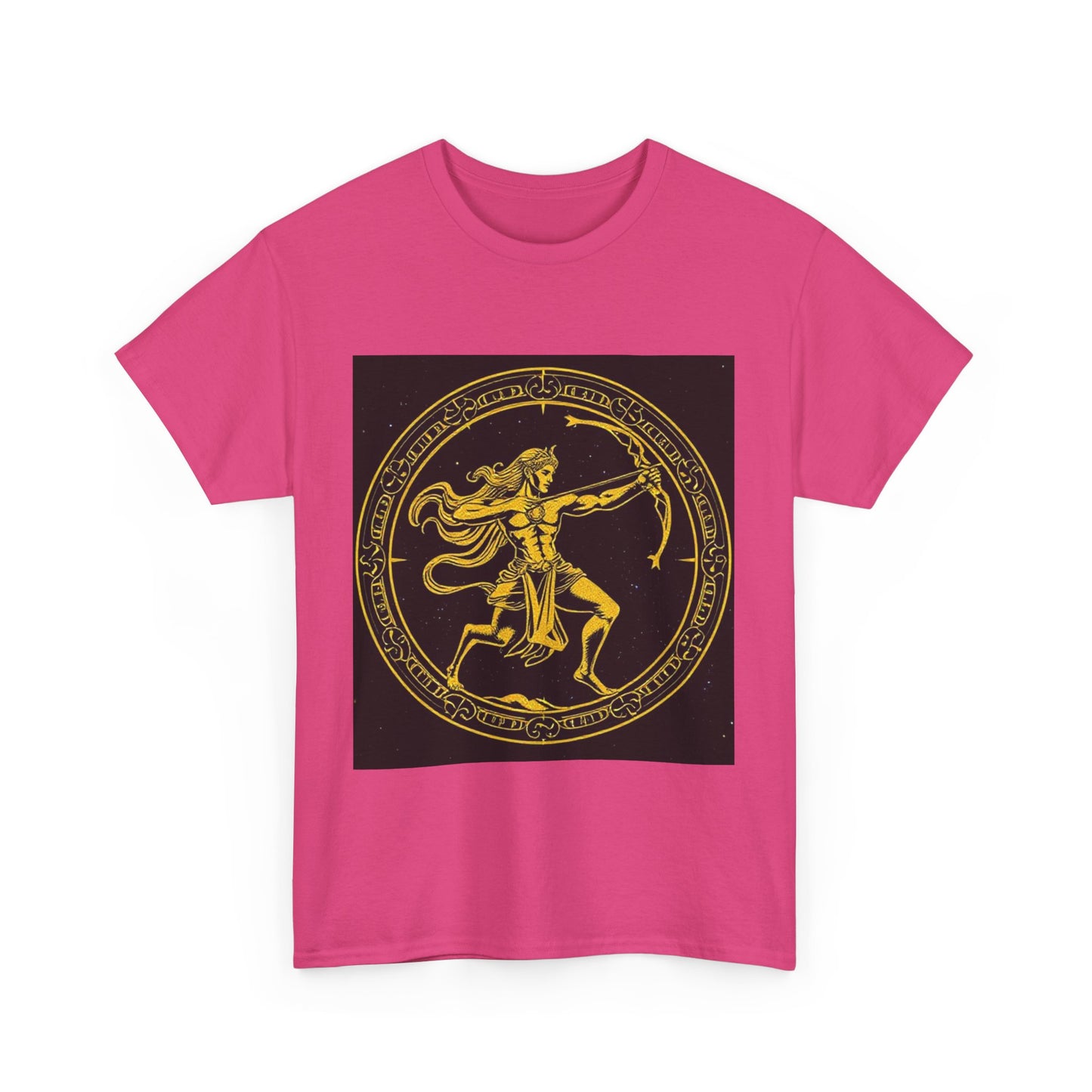 Unisex Heavy Cotton T-Shirt, Mythical Faun/Satyr v1, Sagittarius Zodiac Design