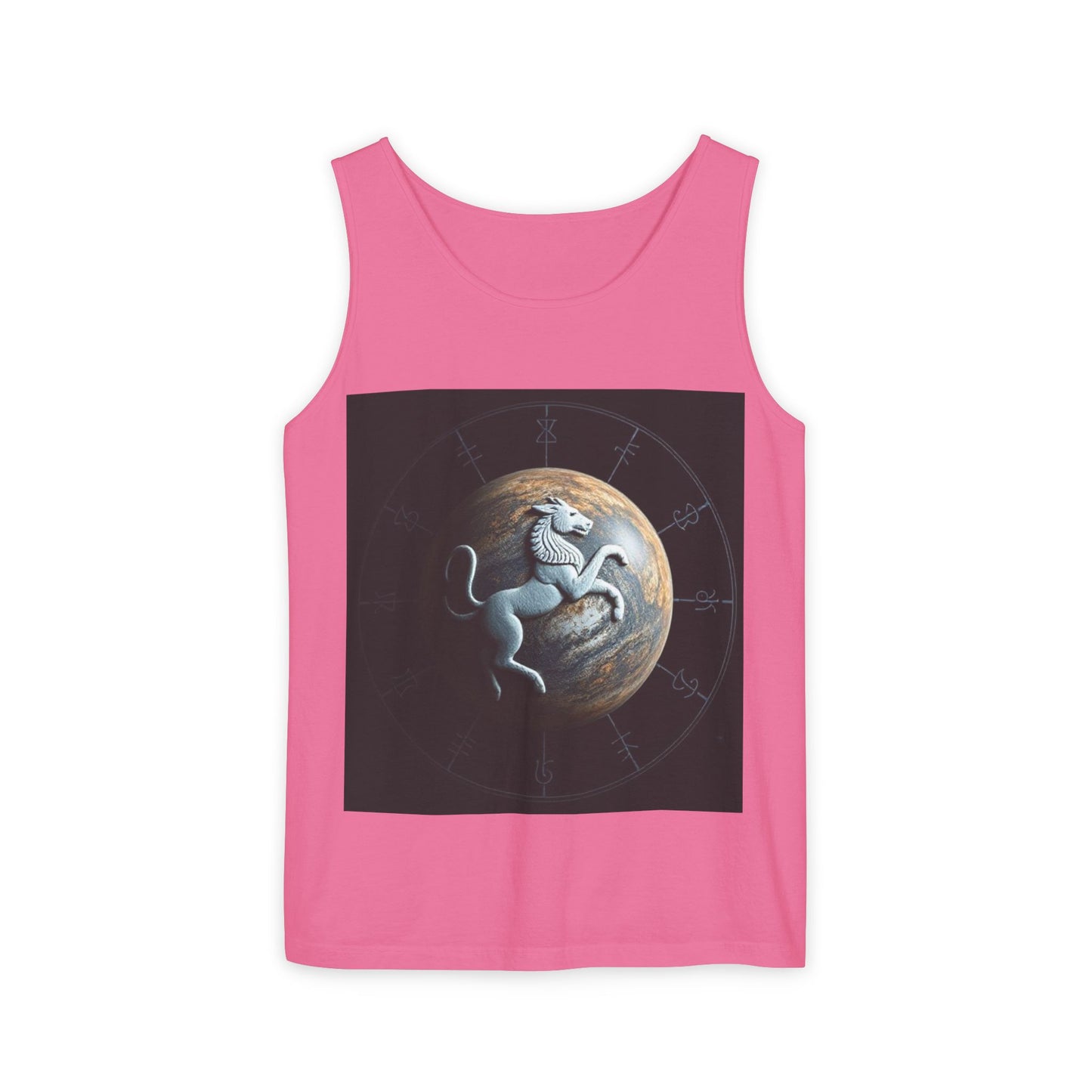 Unisex Garment-Dyed, Tank Top, Aquarius Design, Planet Animal, 100% Ringspun US cotton
