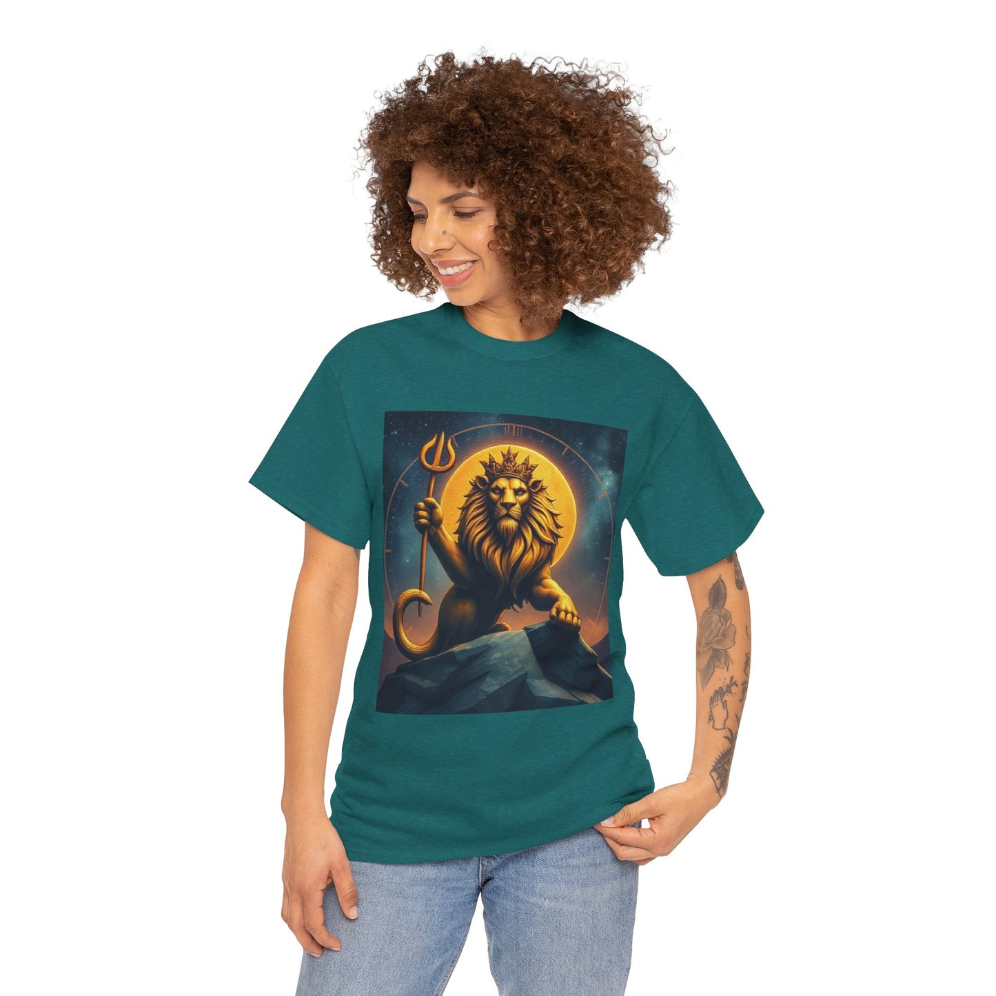 Unisex Heavy Cotton T-Shirt, King of Lions v2, Leo Zodiac Design