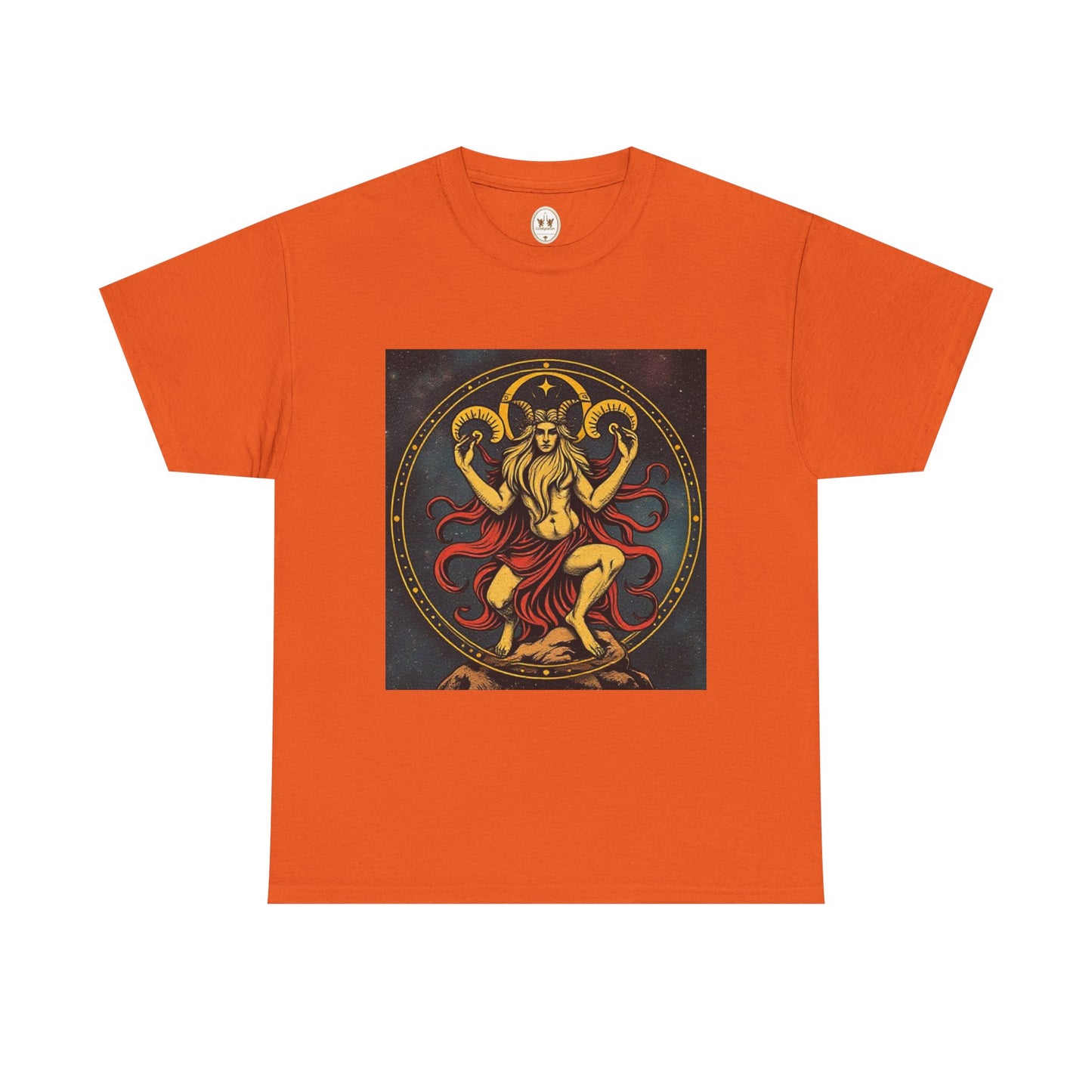 Unisex Heavy Cotton T-Shirt, Aries God 3v, Zodiac Design