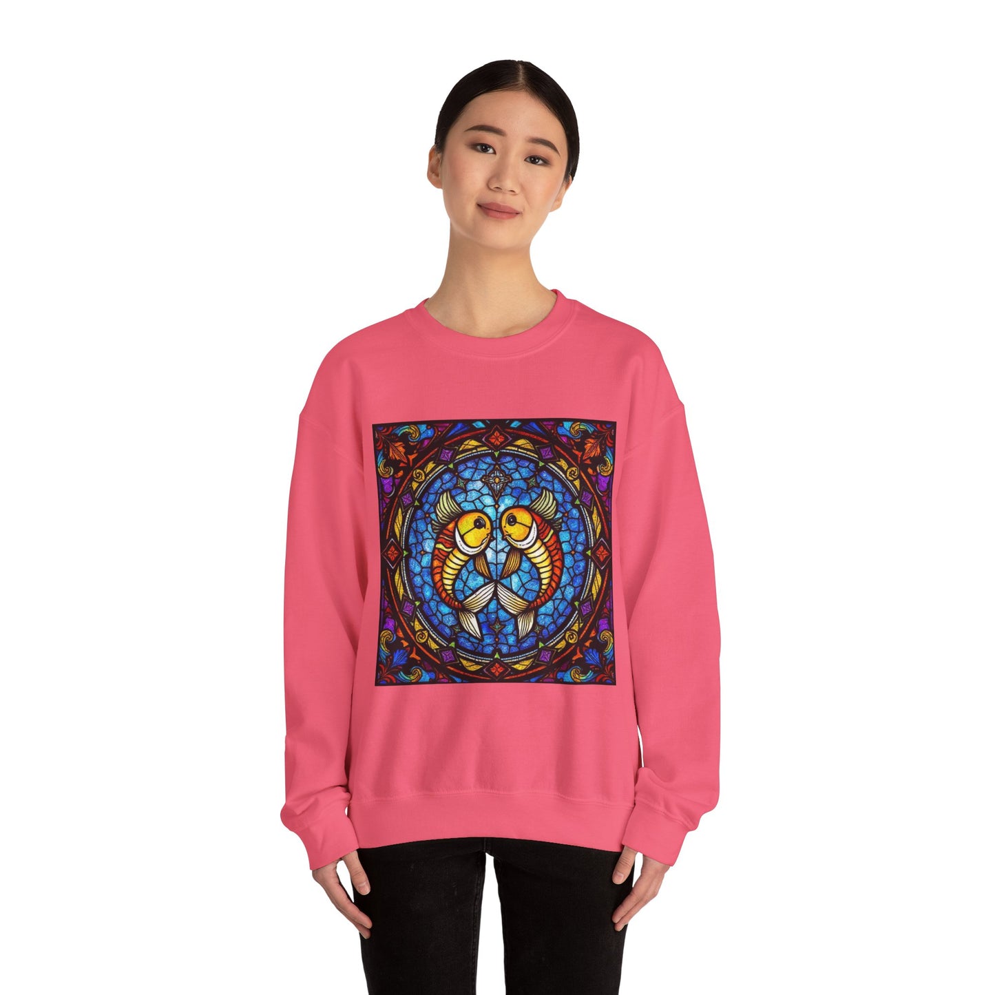 Unisex Heavy Blend™ Crewneck Sweatshirt, Glass 1, Pisces Zodiac Design