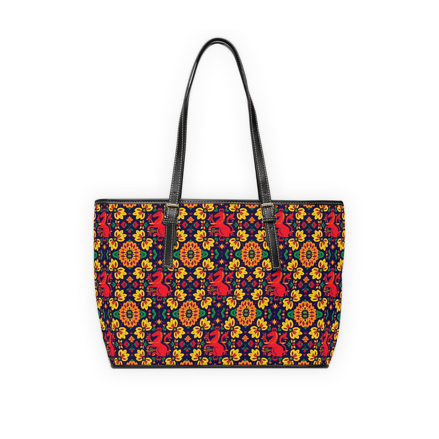 Leather Shoulder Bag, Virgo, Zodiac v1, Flower Pattern