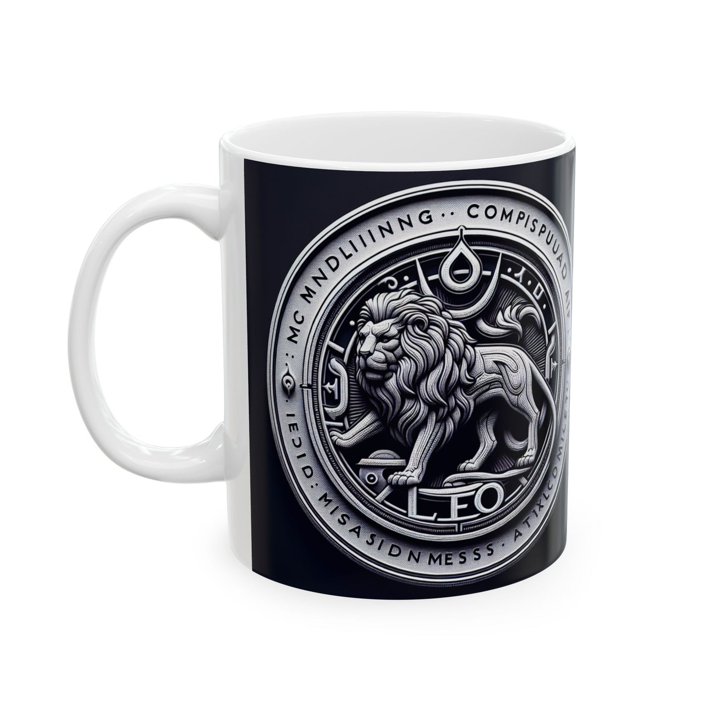 Ceramic Mug, (11oz, 15oz), Ceramic Coffee Mug, Sliver Lion, Leo Zodiac Design