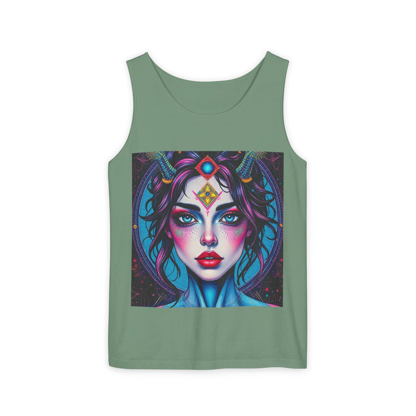Unisex Garment-Dyed, Tank Top, Aquarius Design, Pop Art, 100% Ringspun US cotton