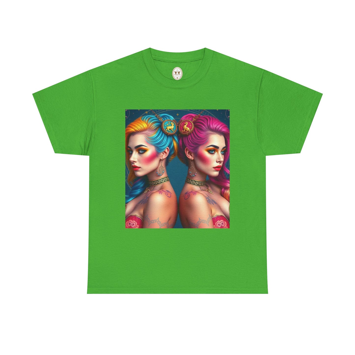 Unisex Heavy Cotton T-Shirt, Gemini, Zodiac v2, Sexy Art