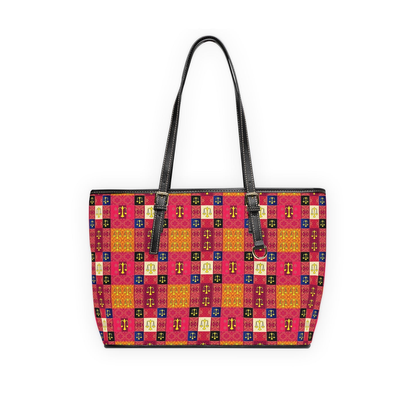 Leather Shoulder Bag, Libra, Zodiac v2, Shapes Pattern