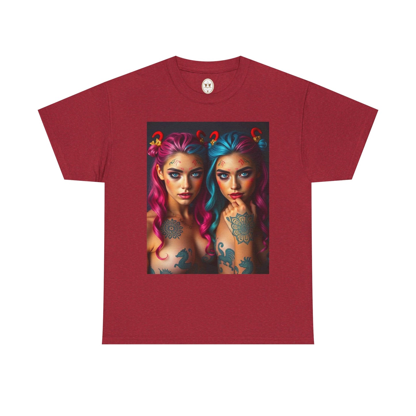 Unisex Heavy Cotton T-Shirt, Gemini, Zodiac v1, Sexy Art