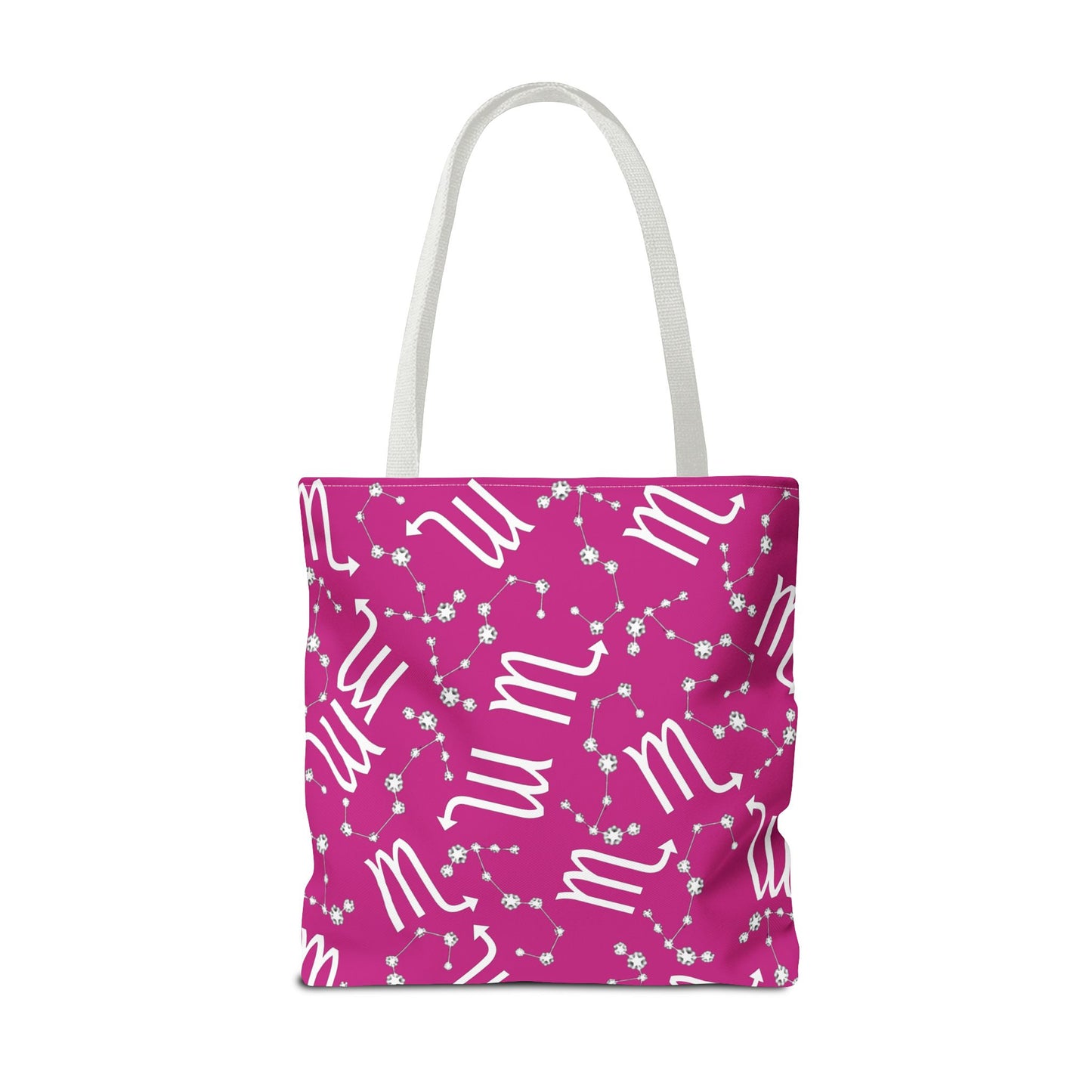 Tote Bag, Scorpio Zodiac Sign, AOP, (Pink, White)