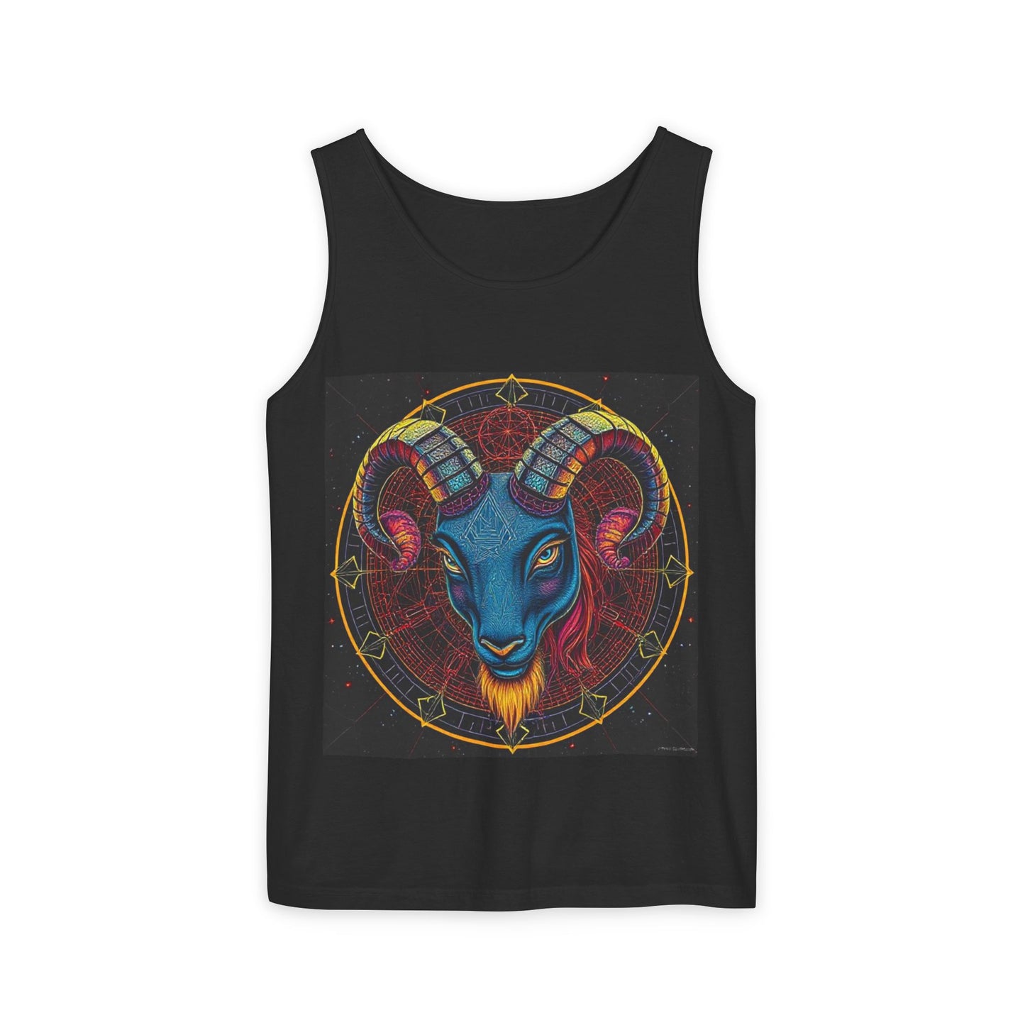 Unisex Garment-Dyed, Tank Top, Aries Design, Pop Art, 100% Ringspun US cotton