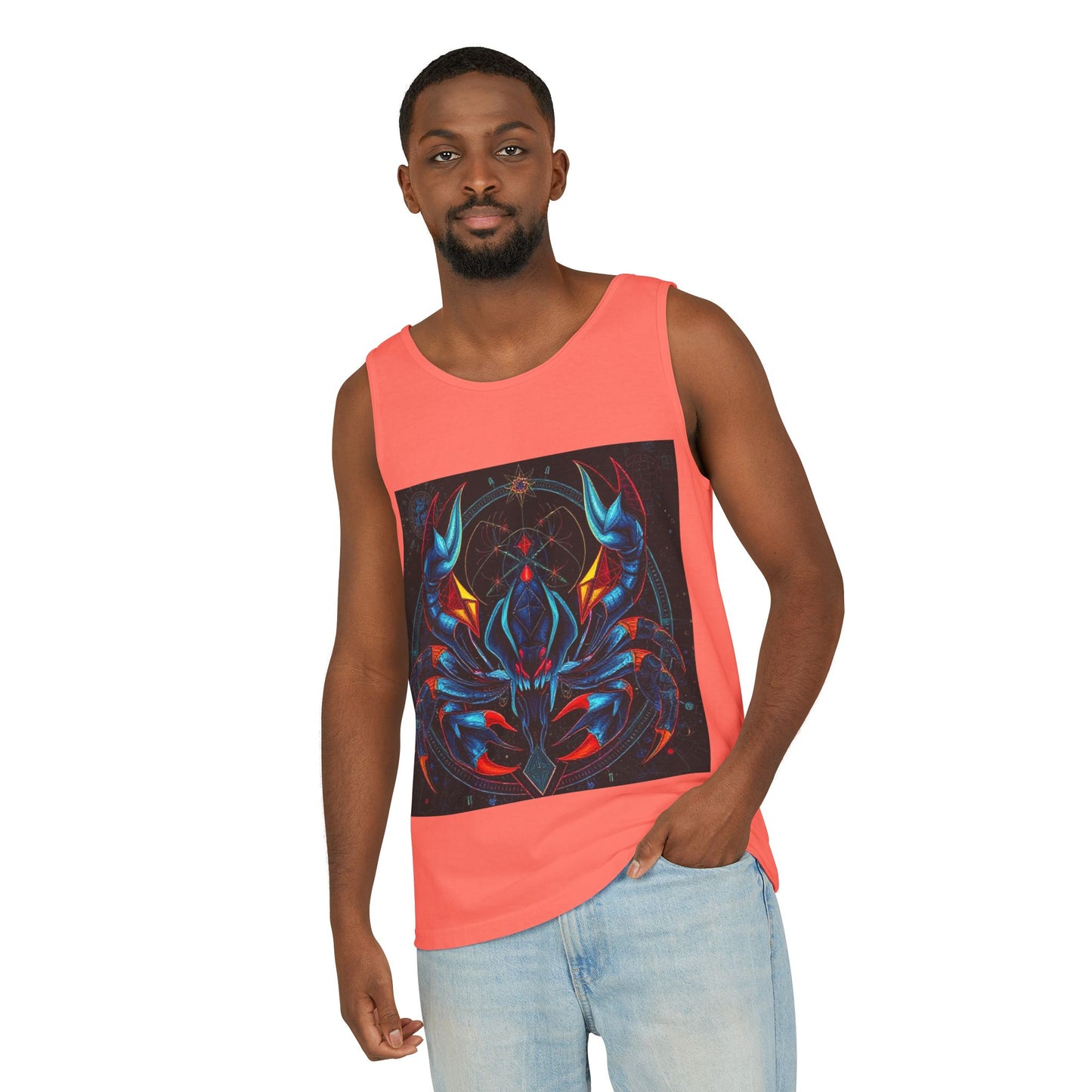 Unisex Garment-Dyed, Tank Top, Scorpio Design, Pop Art v1, 100% US cotton