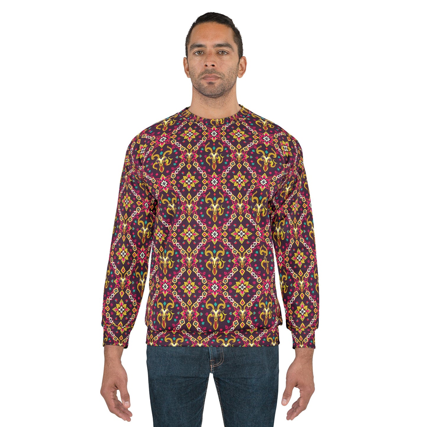 Unisex Sweatshirt (AOP), Capricorn, Zodiac, Jewel Pattern