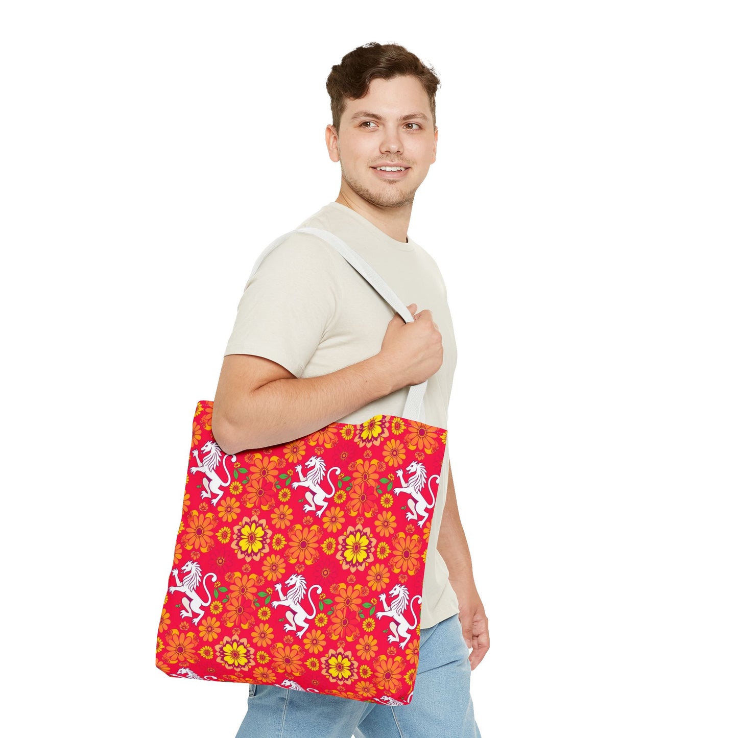 Tote Bag (AOP), Leo, Zodiac, Flower Pattern