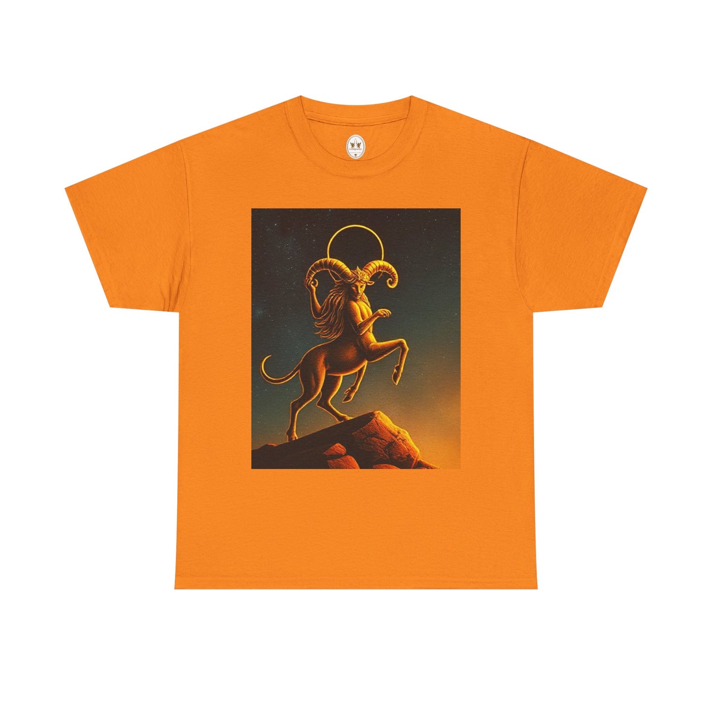 Unisex Heavy Cotton T-Shirt, Mountain Top, Aries Zodiac Design