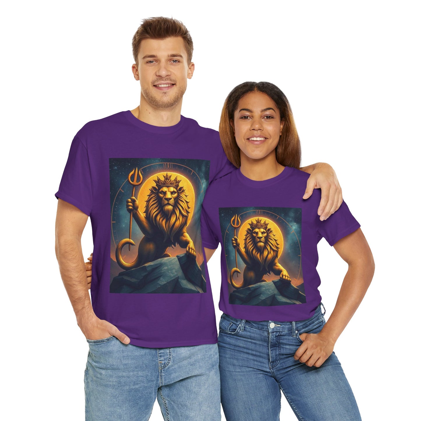 Unisex Heavy Cotton T-Shirt, King of Lions v2, Leo Zodiac Design