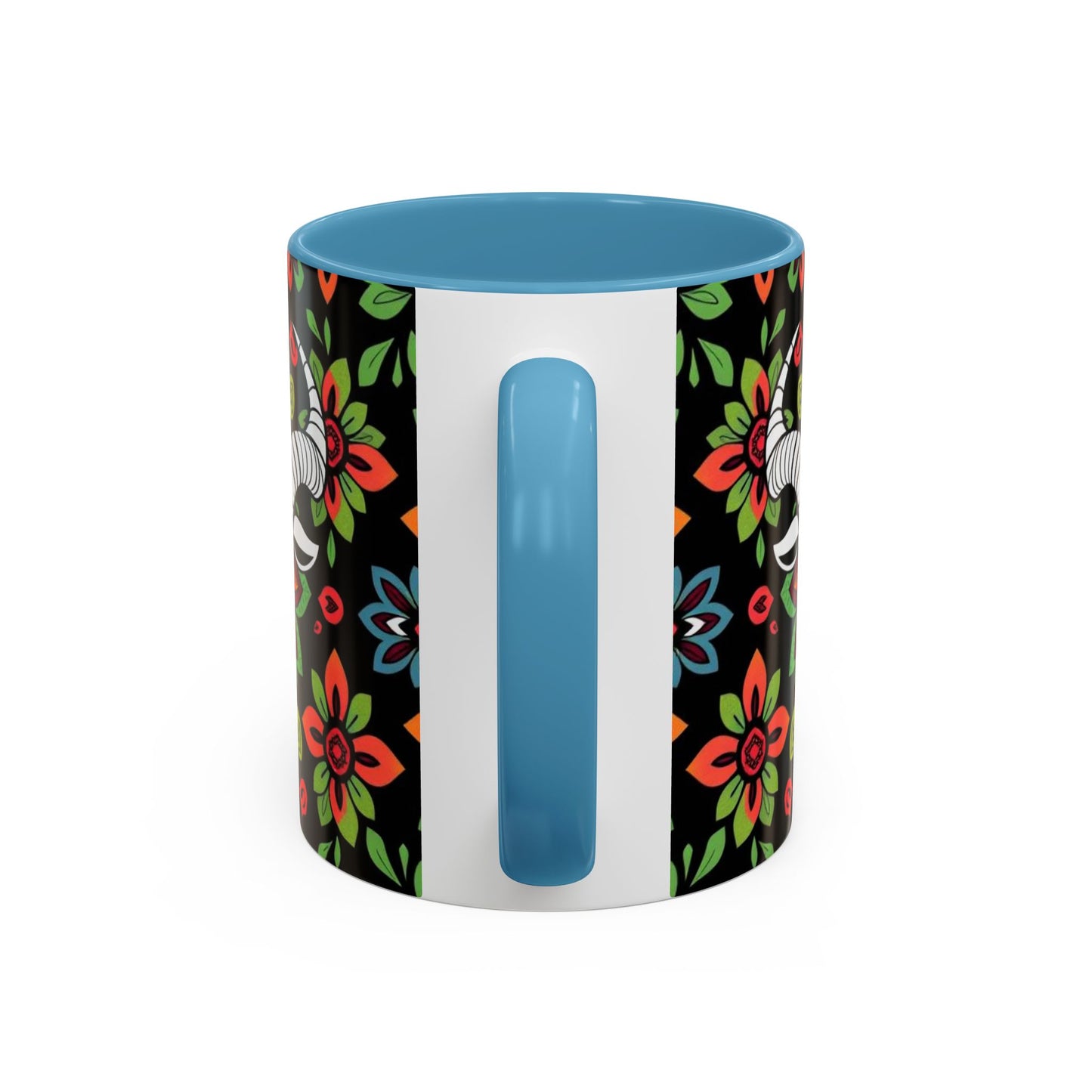 Accent Coffee Mug, Taurus, Zodiac v2. Flower Pattern, (11, 15oz)