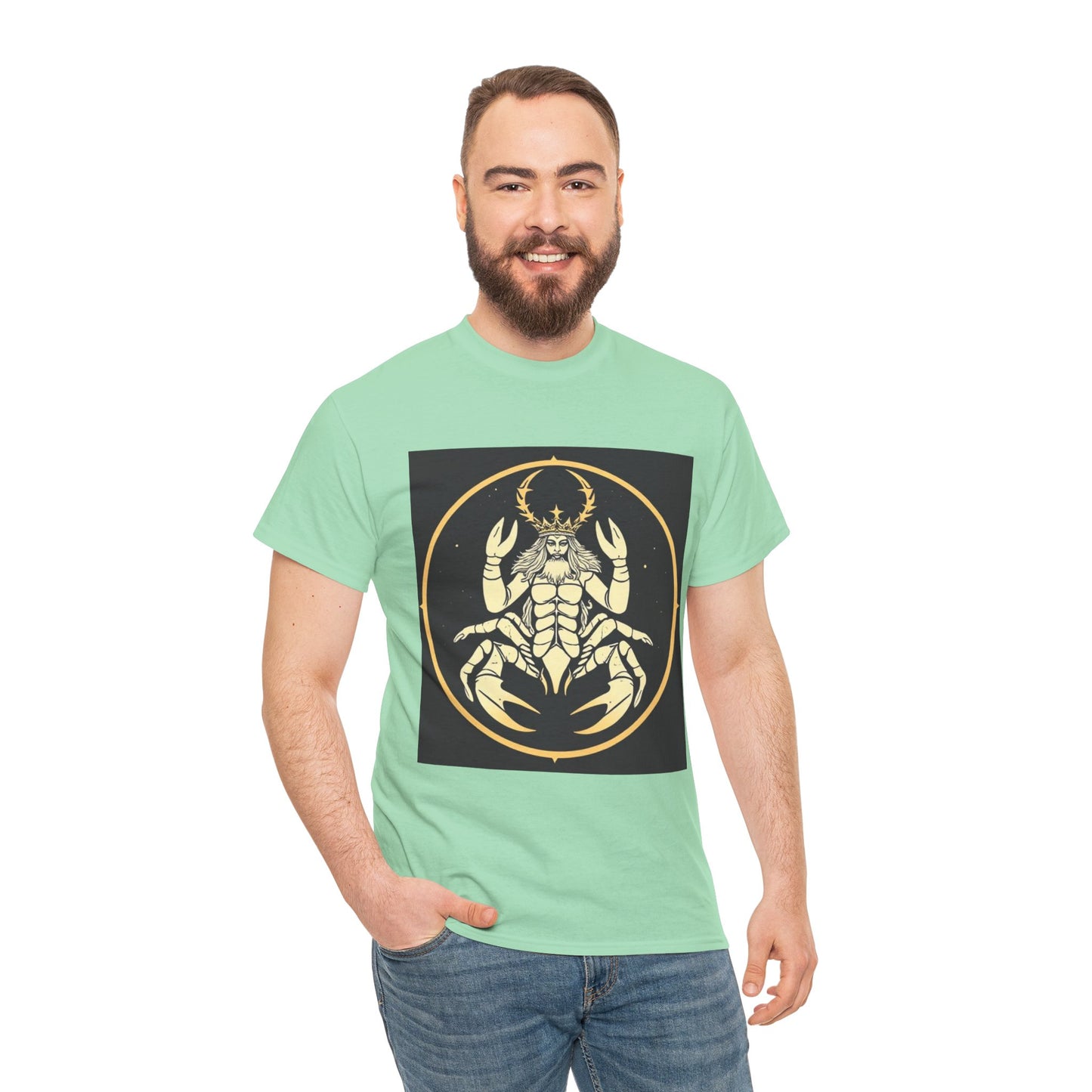 Unisex Heavy Cotton T-Shirt, Scorpio King, Print Art, Zodiac Design