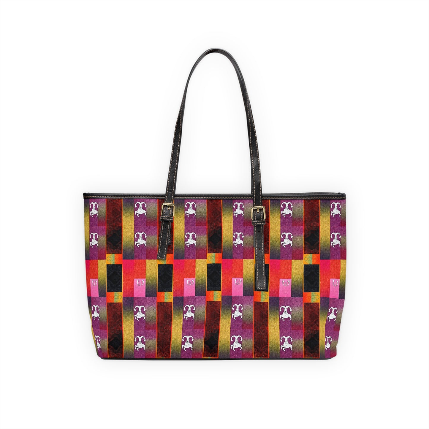 Leather Shoulder Bag, Capricorn, Zodiac v2, Shapes Pattern
