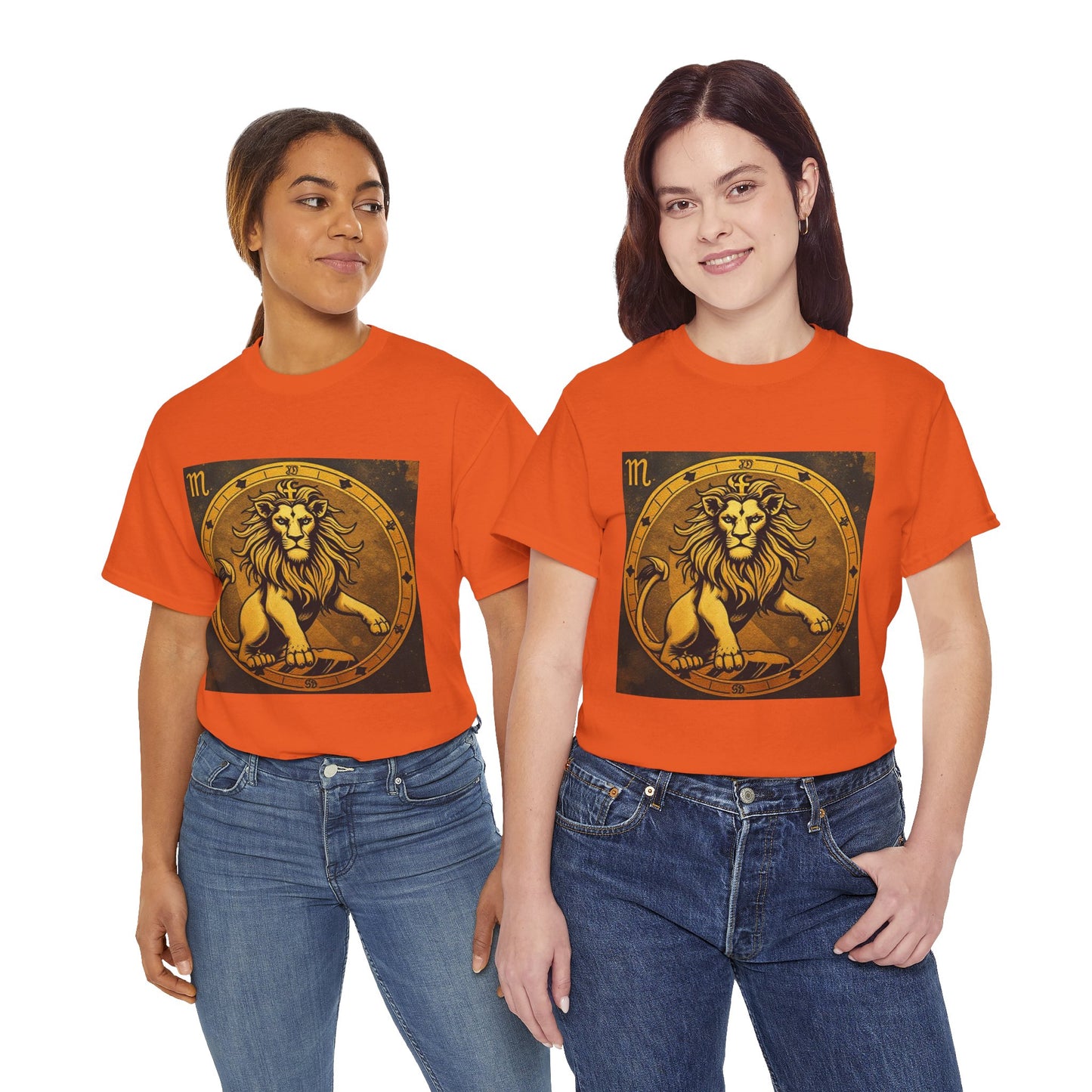 Unisex Heavy Cotton T-Shirt, Gold Lion v1, Leo Zodiac Design
