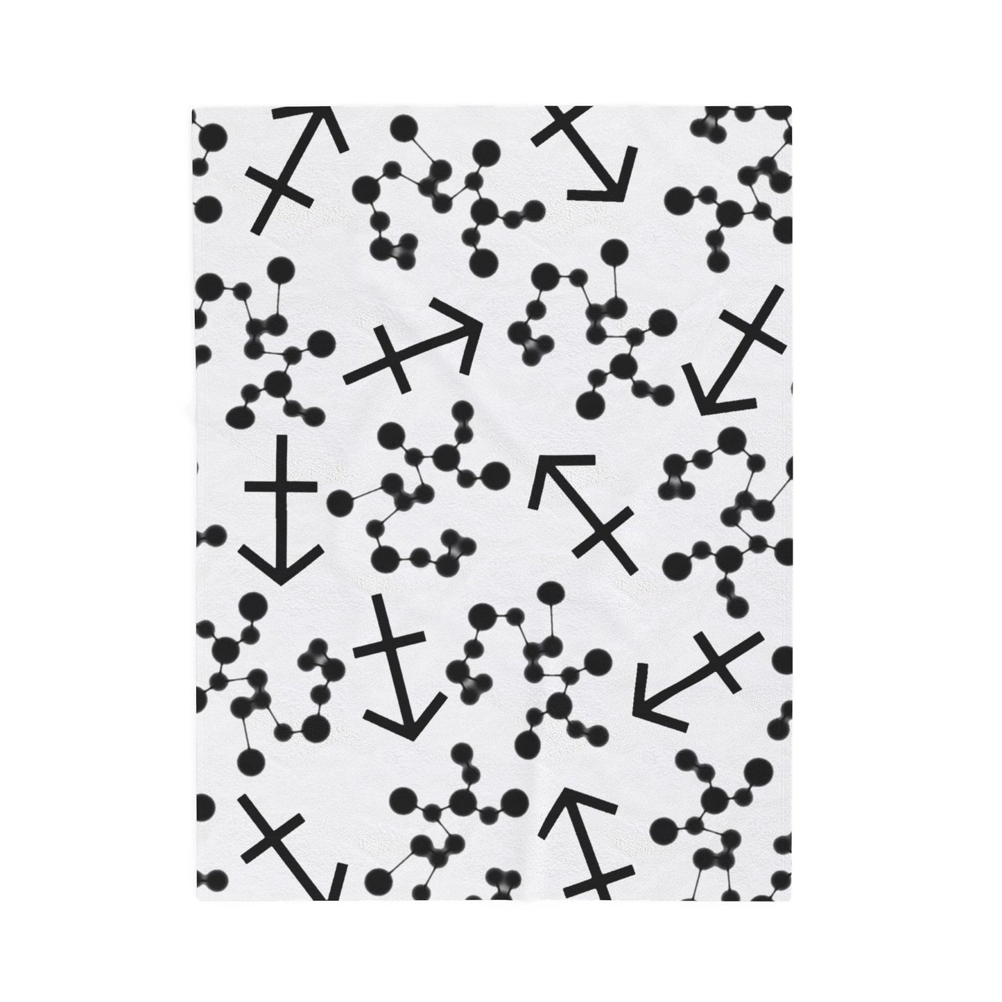 Velveteen Plush Blanket, Sagittarius Zodiac Sign, Constellation & Symbol, White, 100% polyester