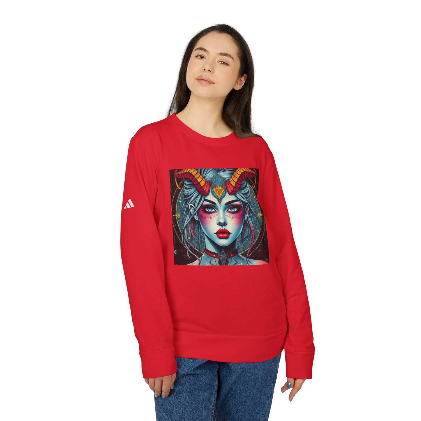 Adidas, Unisex Fleece Crewneck Sweatshirt, Capricorn, Pop Art, Zodiac