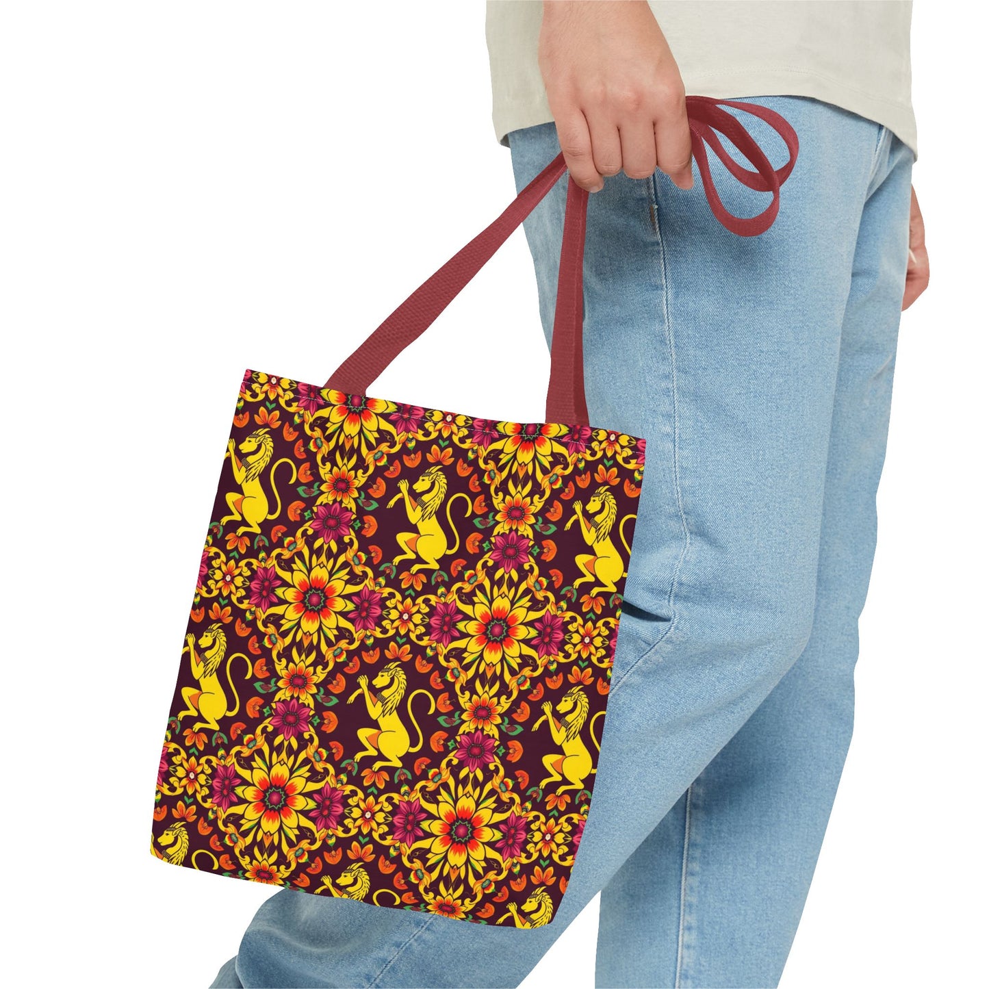 Tote Bag (AOP), Virgo, Zodiac v2, Flower Pattern