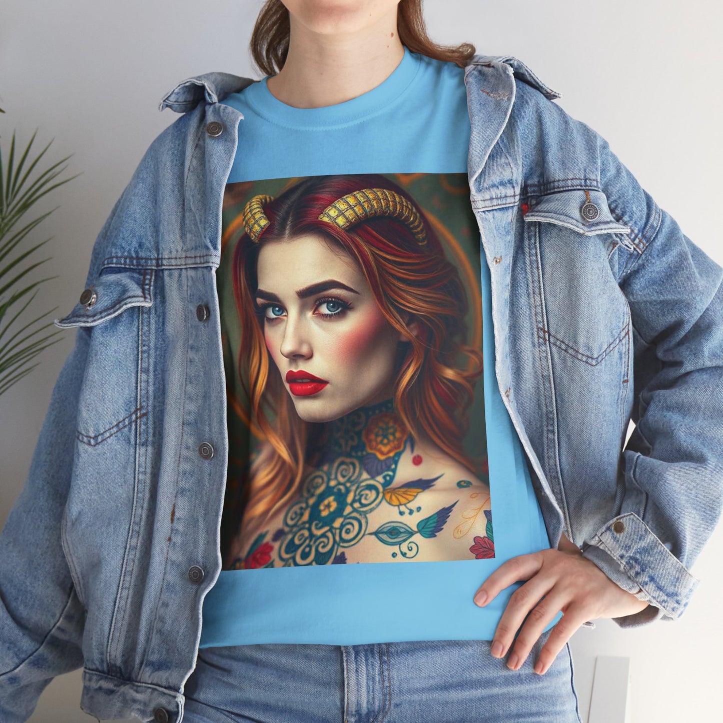 Unisex Heavy Cotton T-Shirt, Capricorn, Zodiac v3, Sexy Art
