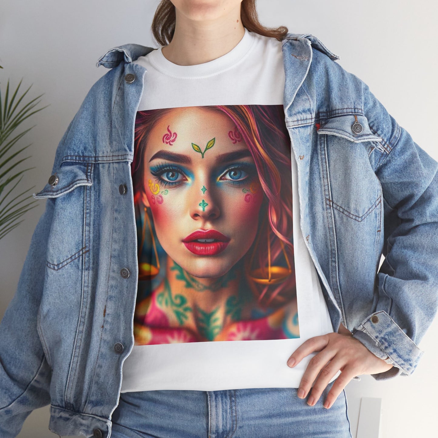 Unisex Heavy Cotton T-Shirt, Libra, Zodiac v1, Sexy Art
