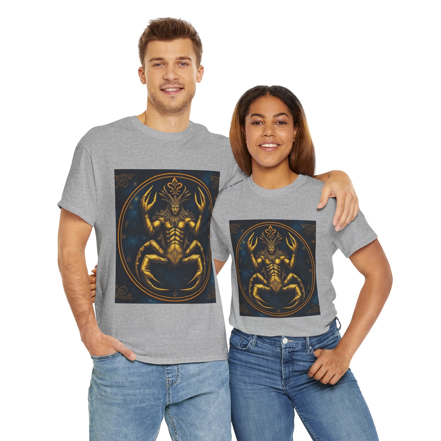 Unisex Heavy Cotton T-Shirt, Scorpion King 1v, Cancer Zodiac Design